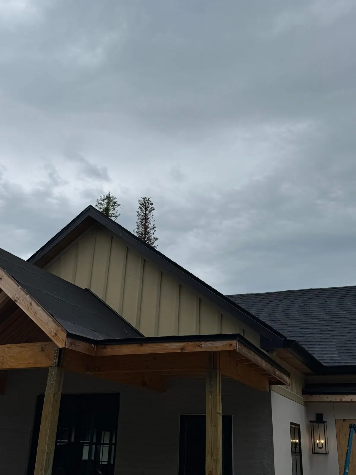 Gable siding and fascia during installation